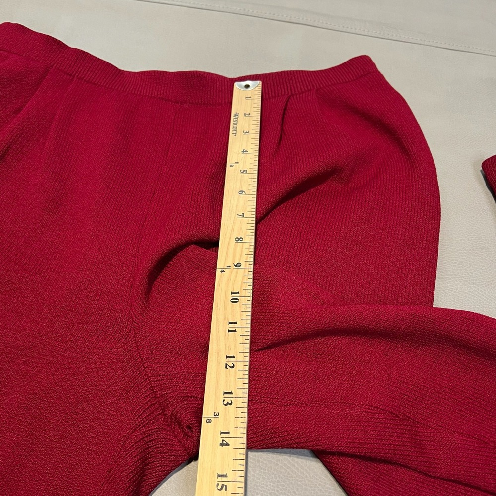 VTG St. John Maroon 16 USA Wide Leg Santana Knit Pant Career Slack Preppy -3786 - Picture 4 of 9